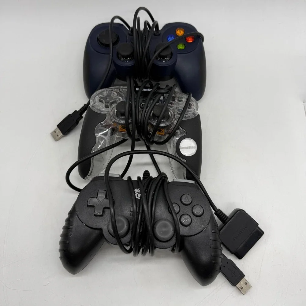 Mixed Brand Controllers Unisex OS Multicolor GameStop USB PS2 Lot 3pk